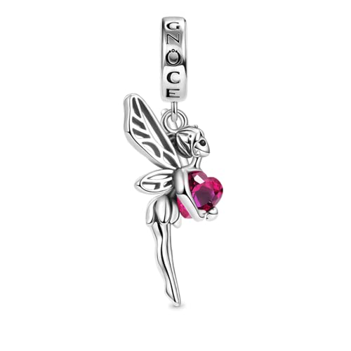GNOCE Butterfly Fairy Pendant Charms Embraces Heart Gemstone Dangle Charm Bead 925 Sterling Silver Fit Bracelet/Necklace For Mother's Day Gift