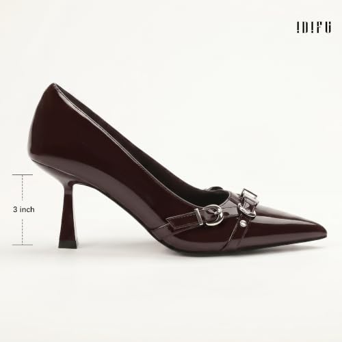 Image of IDIFU Kitten Heels Pumps Closed Pointed Toe Dress Shoes for Women