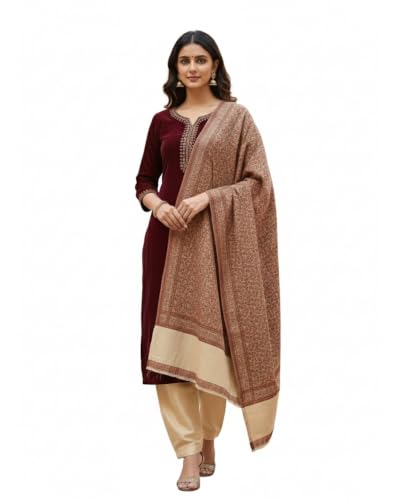 Image of KTI Women stylish multicolor embroidered woolen shawl