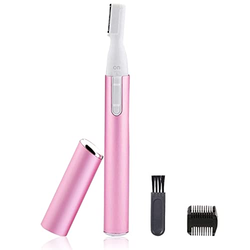 Electric Eyebrow Trimmer for Women, Facial Hair Painless Razor Removal, Mini Epilator for Bikini, Shaver Remover for Face, Chin, Peach Puzz, Arms, Legs, Body Groomer, Powered by Battery (not included)