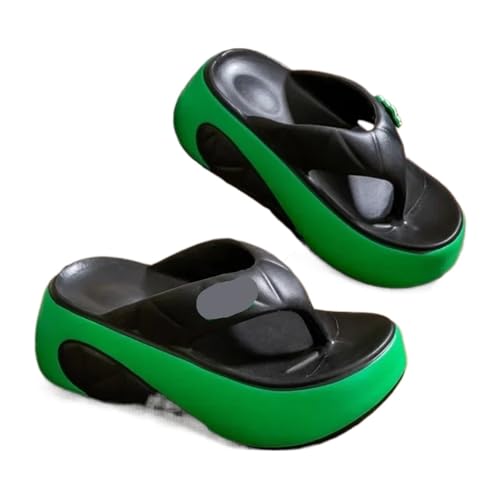 Flip Flops for Women Women's Pinch Toe Slippers, Beach Slippers, Summer Outdoor Platform Footwear(Green,39)