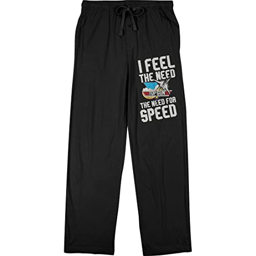 Top Gun I Feel the Need for Speed Men's Black Drawstring Sleep Pajama Pants-XL