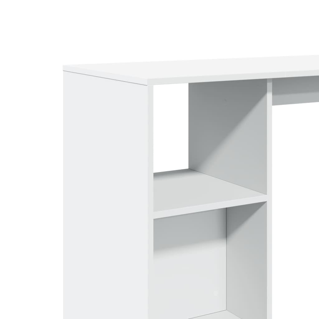 Bartisch Mit Regal Weiss 124x46x103,5 cm Holzwerkstoff | 4 Facher, Pflegeleicht, Feuchtes Tuch Reinigung, Wandhalterung Inklusive