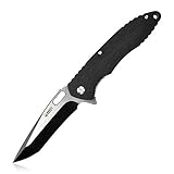 KUBEY Folding Knife Darknight KU003 D2 Steel G10 Handle Ball Bearing Tactical Knife Tool, 8 1/2-Inch Overall (Black/tip-up-Clip)