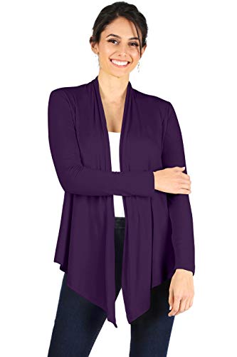 Simlu Womens Open Drape Cardigan Reg And Plus Size Cardigan Sweater Long Sleeves - Usa Plum X-Large #TOP8