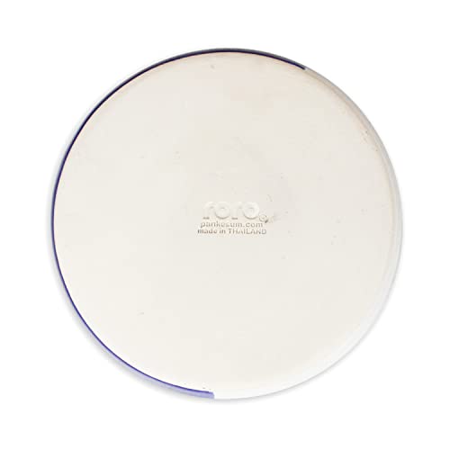 Roro Handmade Ceramic Stoneware Divided Dinner Plate - Two Tone Speckled Ocean Blue & White Spot Design (Set Of 2) #TOP4