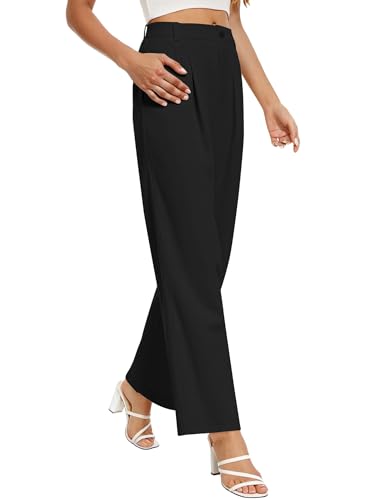Buauty Womens Wide Leg Pants High Stretchy Waisted Dress Pants Business Casual Work Trousers Dressy Outfits with Pockets2