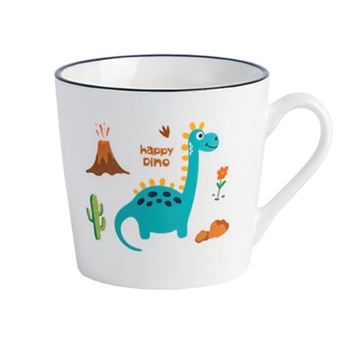 Image of Spooky Dinosaur Ceramic Mug for Kids - 350ml Cartoon Animal Water Cup for Milk, Juice, or Breakfast - Mug for Children - Perfect for Christmas, Birthdays & Special Occasions (Green)
