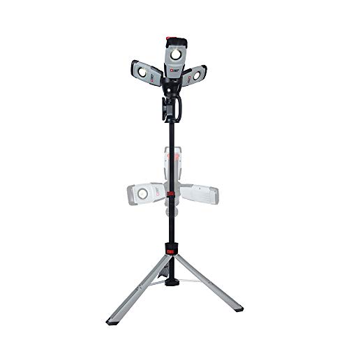 PORTER-CABLE Led Work Light with Stand Three Head 68W 5700 Lumen 5000K Portable Corded LED Height Adjustable Portable Job Site Lighting