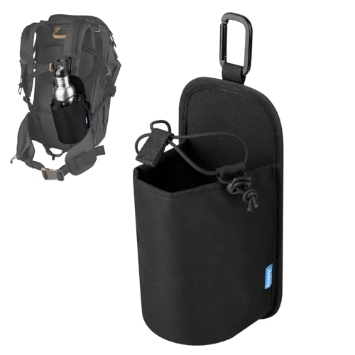 Xxerciz Water Bottle Holder for Backpack Shoulder Strap, Nylon Water Bottle Strap with Drawstring Carabiner, Portable Backpack Attachment Water Bottle Pouch for Hiking