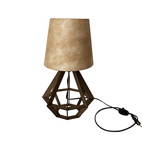 Abajur De Mesa Quarto Sala Diamante MDF Com Cúpula TNT