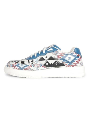 Image of Liberty Leap7x MJH-M04 Printed Sneakers for Men with PVC Upper | EVA Sole Casual Shoes with Lacing | Comfortable Footbed | Memory Foam Insole | Lightweight, Stylish & Modern (White)