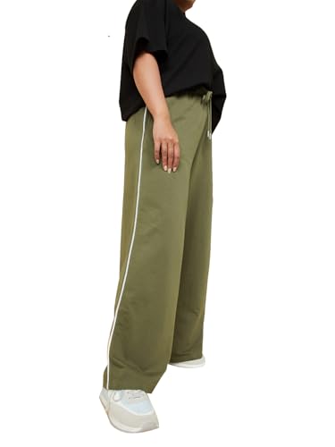 Image of Max Plus Size Women Side Striped Wide-Leg Track Pants, Regular Fit