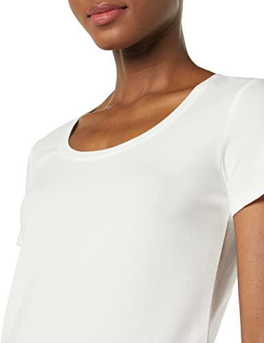 Amazon Essentials Women's Regular-Fit Short-Sleeve Scoop Neck T-Shirt (Available in Plus Size), Pack of 2, White/Lime Green, Medium image 6