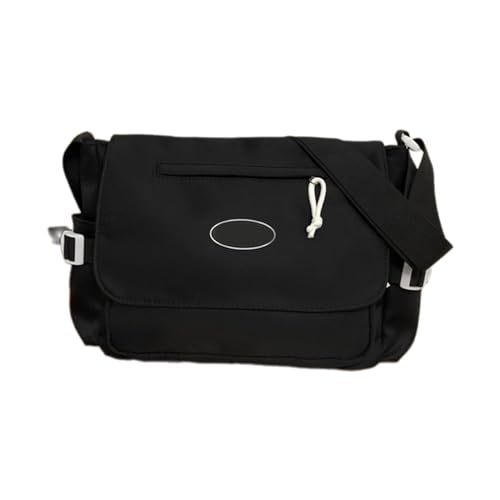 Sac bandoulière vintage nylon grande capacité noir polyvalent étudiante 2024