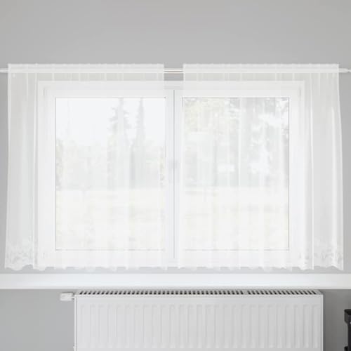 Frdhee Cortina de encaje con cortinas, color blanco, 200 x 180 cm, poliéster para riel para salón o dormitorio