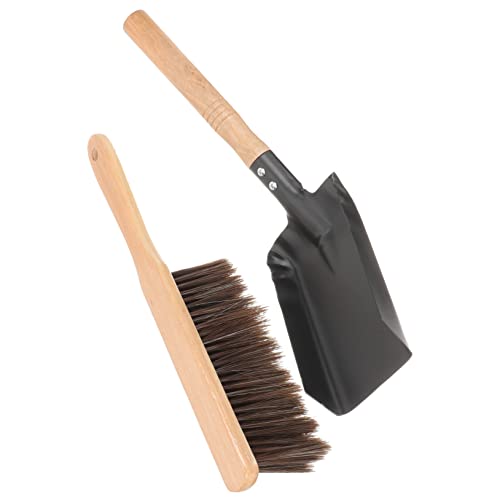 KOCKSHION Kit Accessori Per Pulizia Del Focolare Con Paletta in Ferro e Spazzola Manico in Legno Per Rimuovere La Cenere Spazzolino Per Pulizia Facile e Compatta Per Uso Domestico