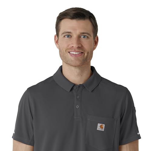 Carhartt Rugged RSCU Mens Lightweight Short Sleeve Polo Scrub Top, Pewter - image 4