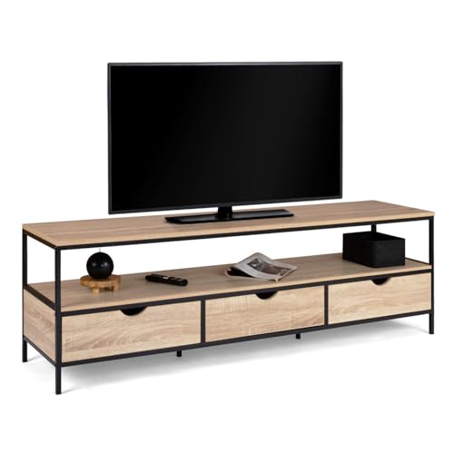 IDMarket – Meuble TV 160 cm Detroit 3 tiroirs Design Industriel