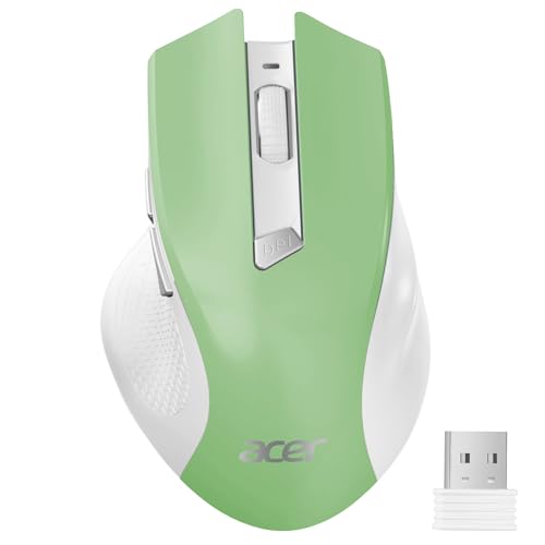 acer Souris Ergonomique sans Fil, Souris Ordinateur 2,4GHz avec Mini Récepteur USB, Wirless Mouse Optique USB,1600 DPI réglable, 6 Boutons, Compatible avec...