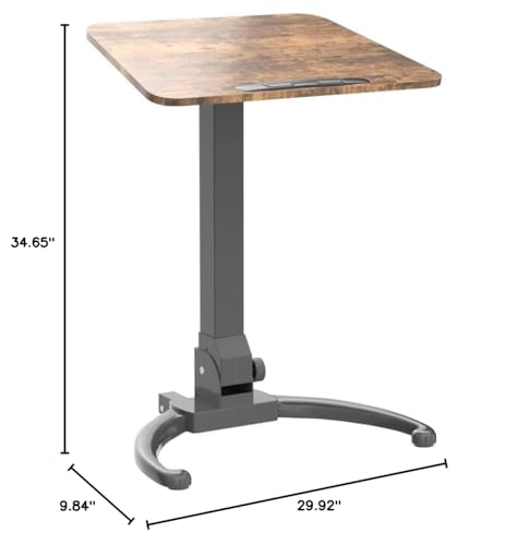Image of JOY worker Foldable Mobile Standing Desk, Pneumatic Height Adjustable Sit Stand Desk, 90 Tiltable Rolling Laptop Table, Portable Workstation with Non-Slip Mat for Home Office, Holds Up to 22lbs
