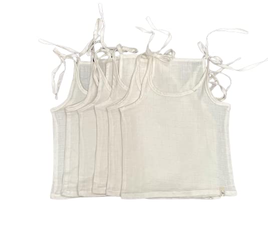 OUR BRAND Herbal Baby Newborn Organic Cotton Muslin White Jablas for Babies| Knot Type| Size 0-3 Months|Packof 6| Comfy Wear for Summer