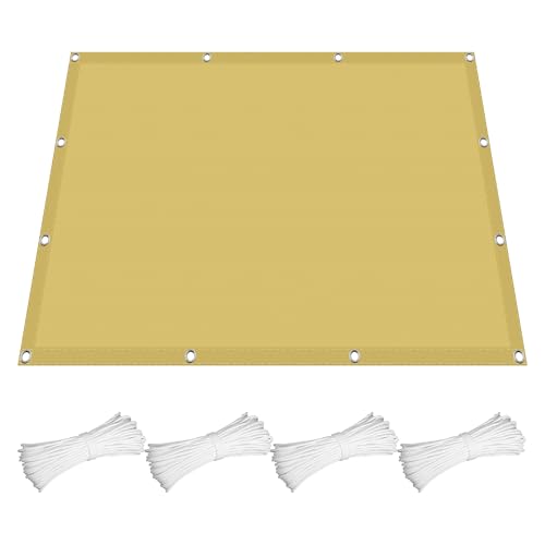 Voile d'ombrage 2.5x5.5m jaune sable avec kit de fixation pour terrasse