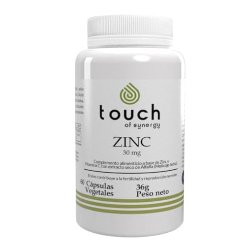 TOUCH OF SYNERGY - Zinc 30mg - 60 Comprimidos - Suplemento de Zinc - Fortalece el Sistema Inmunitario, Mejora la Piel y Promueve la Salud