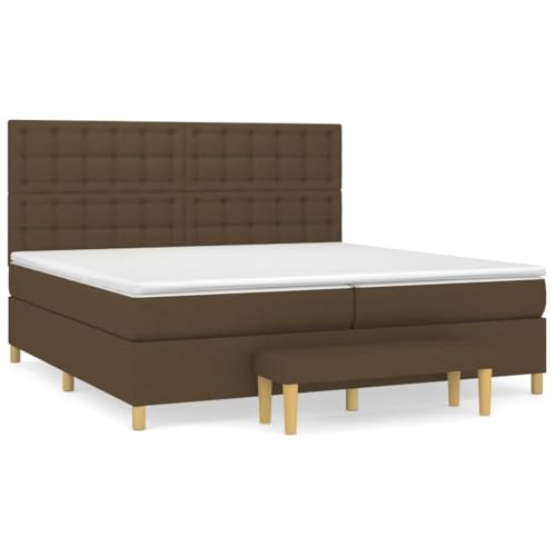Boxspringbett, Seniorenbett Bett Bettgestell Bettrahmen Geeignet für Schlafzimmer Wohnungen Hotels Studentenwohnheim mit Matratze Dunkelbraun 200x200 cm Stoff – Bild 4