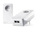 powerline starter 2 Adapter zum Aufbau Ihres Magic-Powerline-Netzwerks, 1x LAN + 1 x WLAN: Perfekt für raum- und etagenübergreifendes Internet auf bis zu 2 Etagen