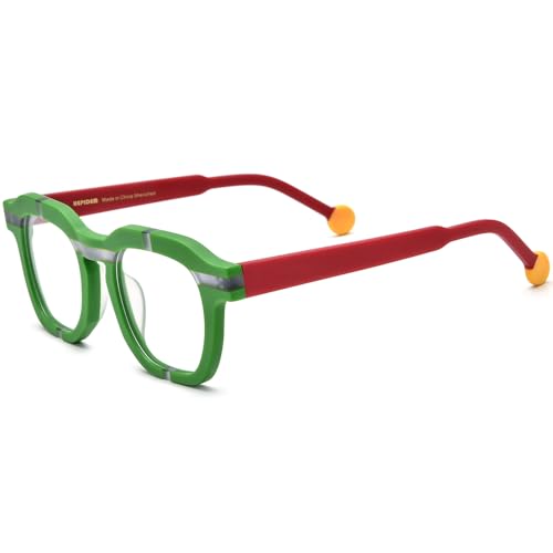 Image of HEPIDEM Multicolor Acetate Glasses Frame Women,Oversize Round Optical Eyeglasses