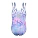 KAKU NANU Girls Swimsuit One Piece Bathing Suit Summer Colourful Off Shoulder Swimwear for Beach Sport (Tie-dye,10 Years)
