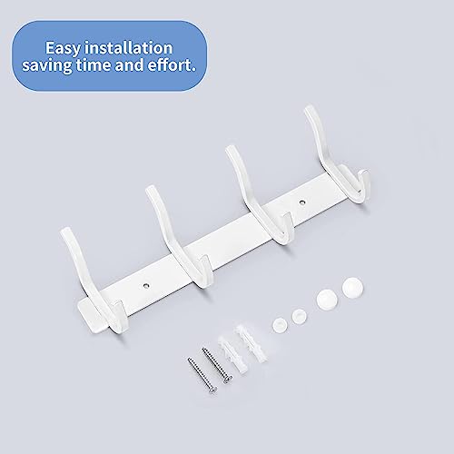 QNIIAED Coat Hooks Wall Mounted,Back of Door Hooks Screw in Metal Heavy Duty Stainless Steel Hanger for Towel,Coat,Robe,Key,Hat,Clothes,Bathroom,Bedrooms(White) - Image 3