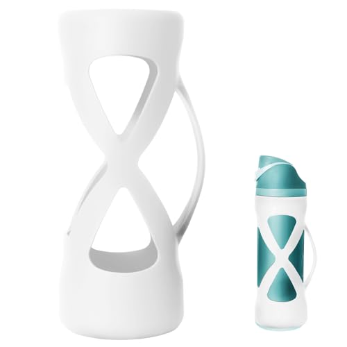 Silicone Water Bottle Boot for Owala 24 oz, Silicone Case with Handle, Anti-Slip Protective Sleeve Protector, Reduce Damage and Provide Comprehensive Protection for FreeSip(White)