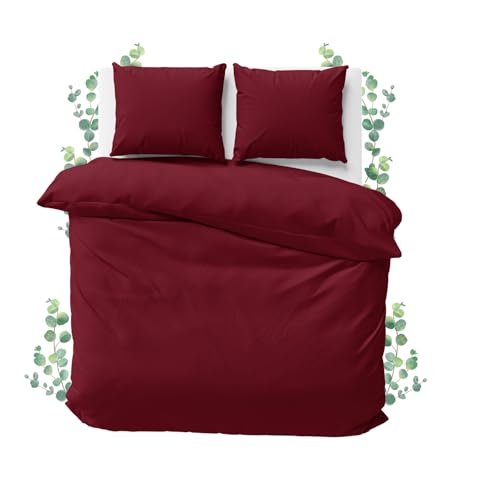 JACOBSON Bettwäsche 155x220 Set - 100% Baumwolle Bettbezug 155x220 cm + 2 Kissenbezüge 80x80 cm, Perkal Bettwäsche 3-teilig mit Reißverschluss...