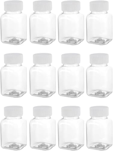 huixiaoqing 12 botellas de jugo de 100 ml con tapas, botellas de plástico pequeñas transparentes con tapas, botellas de jugo cuadradas, botellas de jugo reutilizables