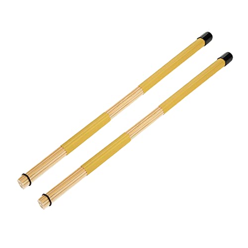 Baquetas para batería Alomejor de bambú de alta calidad, pares portátiles para músicos, colores rojo, negro, amarillo y azul (amarillo)