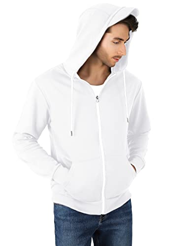 Ohoo Men's Slim Fit Water-Resistant Zip Up Hoodie Sweatshirt