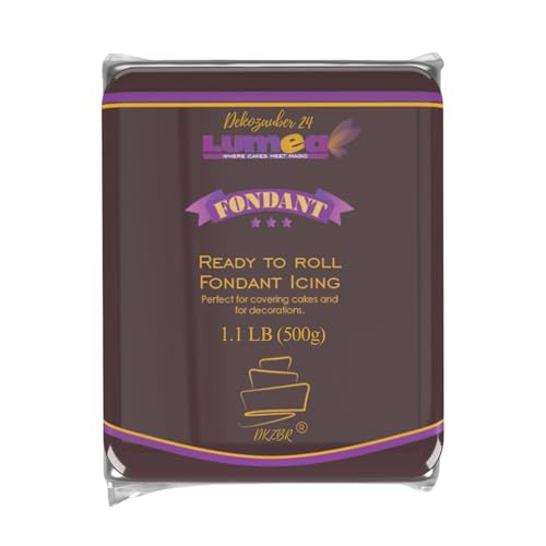Dekozauber24 Premium Fondant 500g Rollfondant in 17 Farben weich und biegsam essbar Tortendeko Kuchen Deko (Braun)