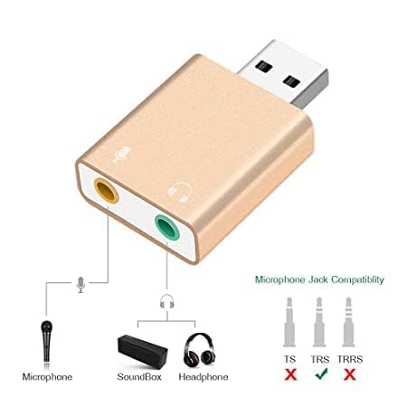 Image of External USB Sound Card for Laptop PC | Plug & Play USB Audio Adapter for Mic & Headphone | Compatible with Laptop, PC, Mac & PS4 - HiFi 7.1 Channel (Multicolor)