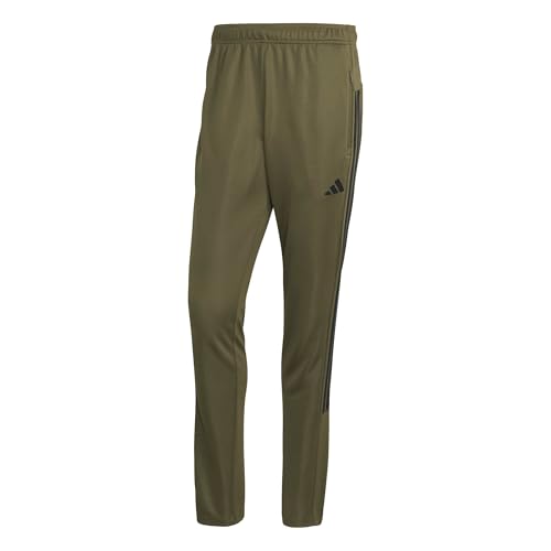 adidas Herren Workout Essentials All-Set 3-Stripes Knit Pant, Olive strata/Black, L