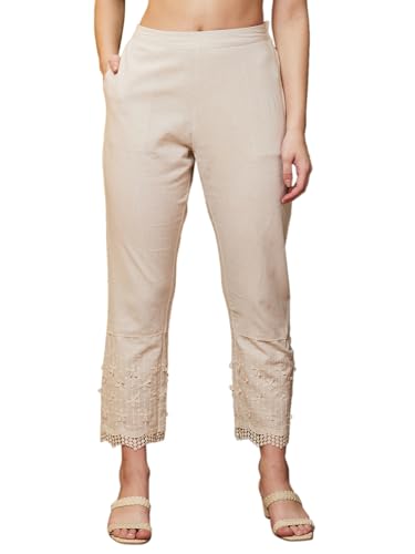 Image of Globus Women Regular Mid Rise Trousers (3640795001 Natural 28), Beige