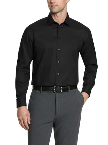 Image of Unlisted by Kenneth Cole mens Regular Fit Solid Dress Shirt, Black, 14 -14.5 Neck 32 -33 Sleeve Small US