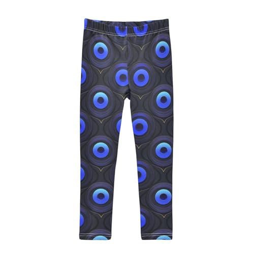 KLL Evil Eye Circle White Obsidian Toddler Baby Girl Cotton Pants Casual High Waisted Dance Pants Running