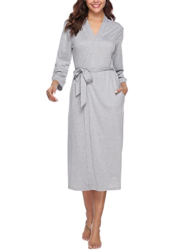Nieery Vestaglie Donna Cotone Elegante Scollo a V Vestaglia Kimono Donna Lungo con Cintura e Tasca