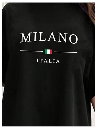 Image of SOLY HUX Women's Plus Size T Shirt Dress Half Sleeve Crewneck Loose Summer Dresses Black Letter 3X-Large Plus