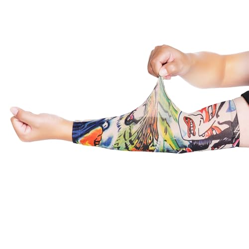 Hmxpls 6 Pcs Tattoo Compression Sleeve, Arm Sleeves Covers, Temporary Tattoo & Sunscreen Sleeves