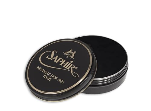 SAPHIR Medaille dOr Pate De Luxe - Natural Wax Shoe Polish for Leather Shining - 50ml - Black.