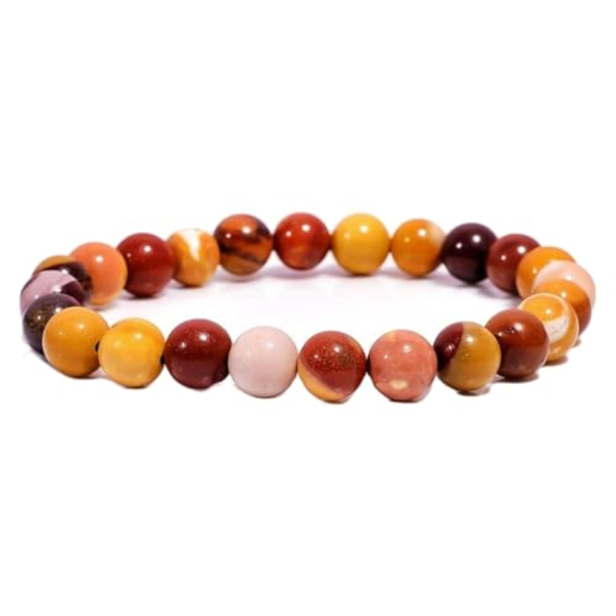Natural Mookaite Jasper 8mm Round Bead Stretchable Bracelet, Unisex