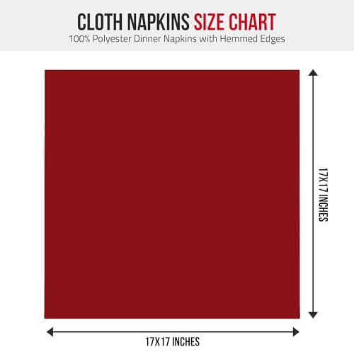 image for Utopia Home Red Cloth Napkins (12 Pack, 17x17 Inches), Ideal Dinner Na